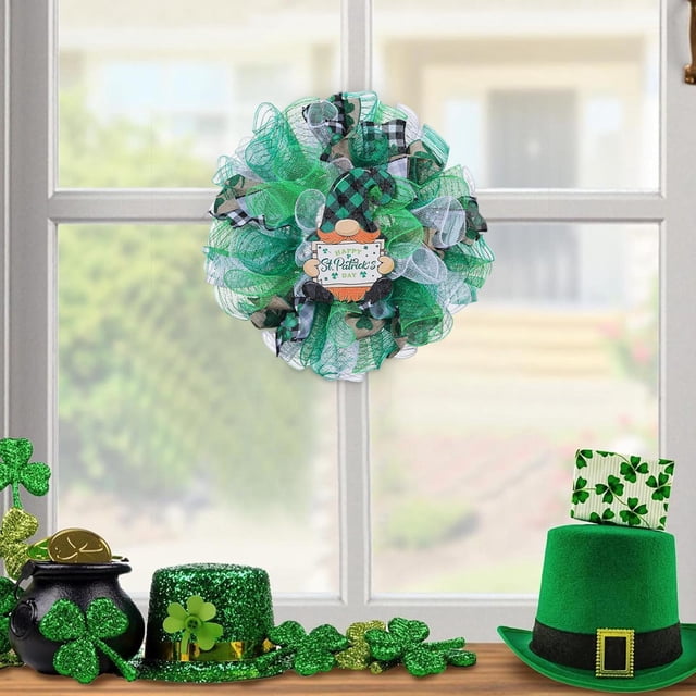 Xihbxyly Corona Del Día de San Patricio, Colgante de Guirnalda de Cinta, Decoración de Puerta para Festival Irlandés, Colores Vibrantes y Ambiente Festivo, Decoración Del Hogar, Fácil de Colgar, 1 Co