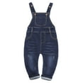 thumbnail image 1 of KIDSCOOL SPACE Baby & Little Boys/girls Water Washed Ripped Soft Denim Overalls, 1 of 7