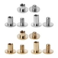 thumbnail image 2 of YIEMEEN 10 Pairs Chicago Binding Screw Flat for Head Stud Screw Leather Repair Metal Round Screw Posts Fastener Sliver/Gold, 2 of 14