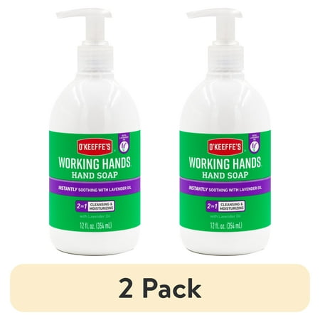 (2 pack) O'Keeffe's Working Hands Moisturizing Liquid Hand Soap, Lavender Scent , 12 fl oz (354 ml) for extremely dry, cracked hands