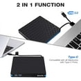 thumbnail image 2 of External DVD Drive, USB 3.0 Type C CD Drive, Dual Port DVD Player, Portable Optical Burner Writer Rewriter, High Speed Data Transfer, 2 of 5