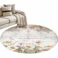 thumbnail image 2 of Round Area Rug 3 Ft, Brown Botanical Washable Non-Slip Circle Carpet for Living Room/Bedroom, Spring Floral Retro Watercolor Low-Profile Small Floor Mats Collection Rugs for Indoor, 2 of 7