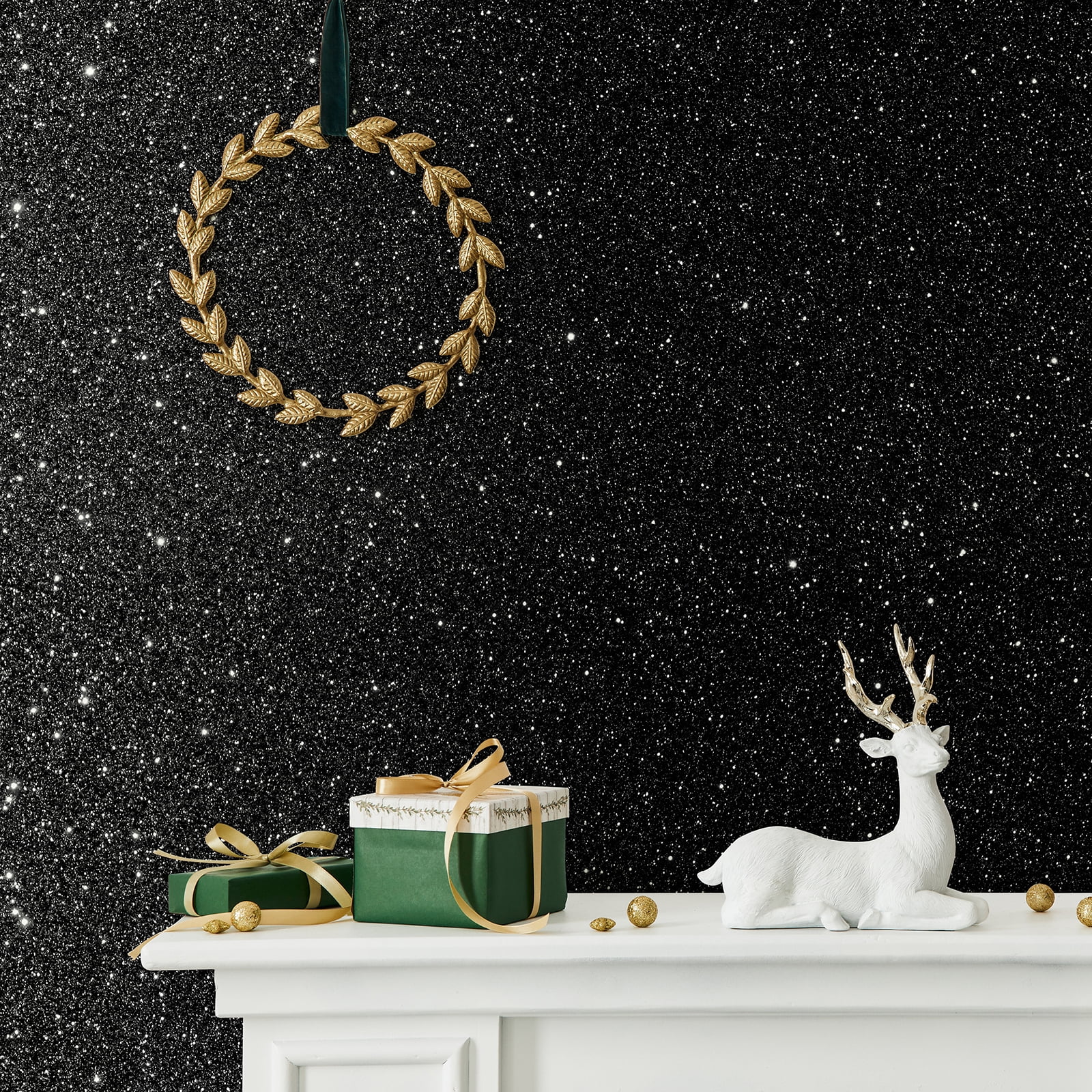 CHIHUT Black Glitter Contact Paper for Kitchen Self Adhesive Black Wallpaper Peel and Stick Wallpaper for Countertops Waterproof Wall Paper Removable Vinyl Roll for Cabinets Walls 15.7''x236''