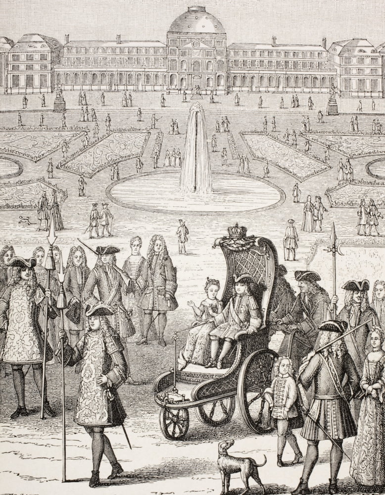 The Young King Louis Xv Promenading In A Carriage In The Tuileries Gardens Paris France From Xviii Siecle Institutions Usages Et Costumes Published Paris 1875 Canvas Art - Ken Welsh Design Pics (13 x