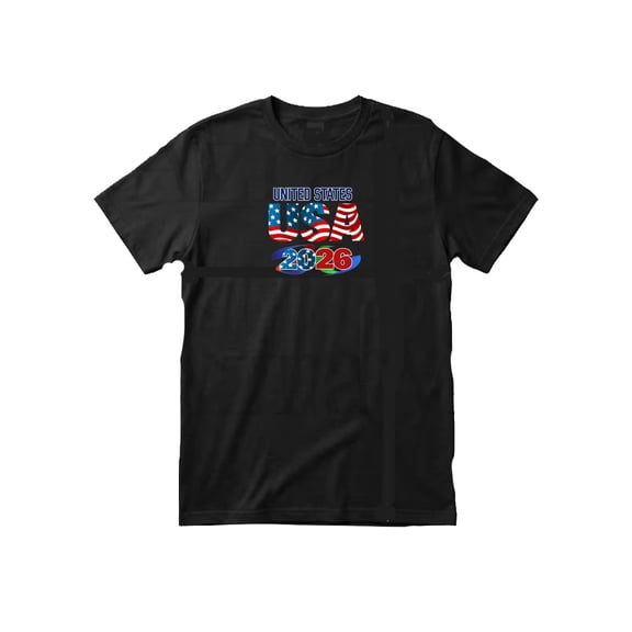 America Soccer Country Flag T-Shirt 2026 – Unisex Adult Football Fan Tee, World Tournament Supporter Shirt - Black - S