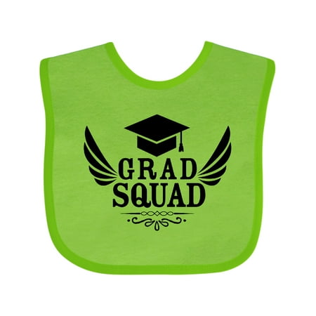 

Inktastic Grad Squad with Graduation Cap and Wings Gift Baby Boy or Baby Girl Bib