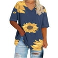 thumbnail image 1 of Camisetas Casuales de las Mujeres de Manga Corta de Cuello en V Oversized Camiseta Deportiva de Verano, Top Impreso Casual, 1 of 4
