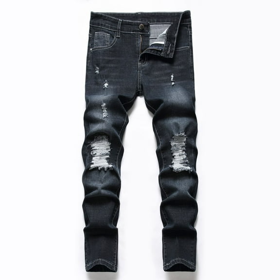Boy's Skinny Fit Ripped Distressed Fashion Kids Denim Jeans Pants Classic Boys Pants Black 4-5 Years