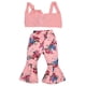 thumbnail image 1 of Conjunto de ropa para niñas Trajes de verano para niños Conjunto de pantalones acampanados y top de manga corta para niñas Rosa 100 cm / 39,4 pulgadas, 1 of 14