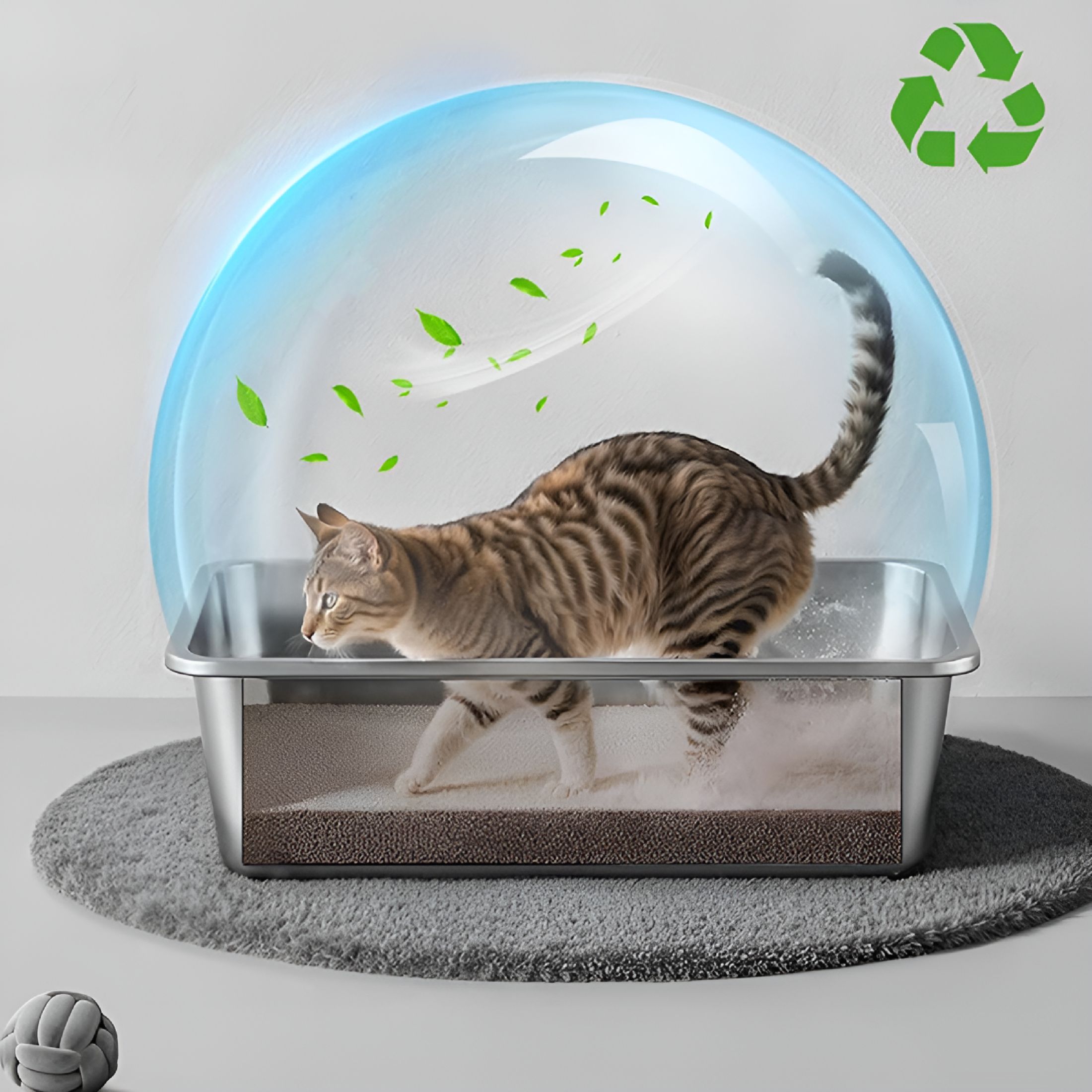 ACDANC 2 Pack - Stainless Steel Litter Box for Cat or Rabbit, High Side and Easy to Clean, Rust Proof (17.5" L x 13.6" W x 6" H)
