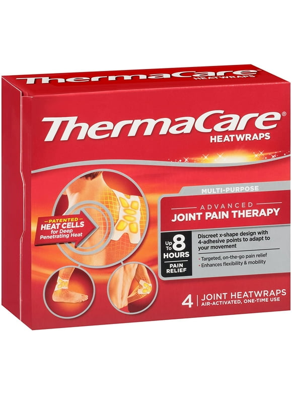 ThermaCare Advanced Multi-Purpose Joint Pain Therapy (4 Count, Pack of 3) Heatwraps, Up to 8 Hours of Pain Relief, Temporary Relief of Joint Pains