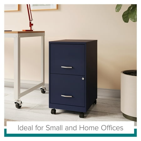 Space Solutions - 18" 2 Drawer Mobile Smart Vertical File Cabinet - Navy