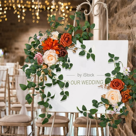 Gmogad Artificial Rose Peony Wedding Decor Set - Bridal Arch Door Lintel Flowers, Fake Floral Arrangement for Ceremony Aisle Table Centerpiece Reception Party