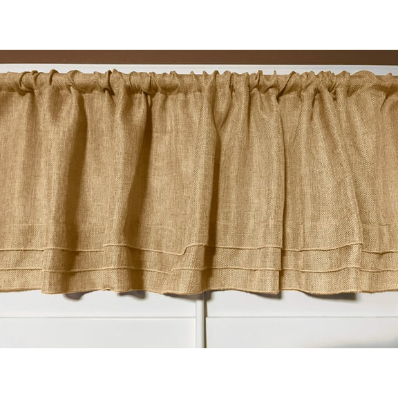 faux burlap window valance 58 wide light gold with pleated ruffles