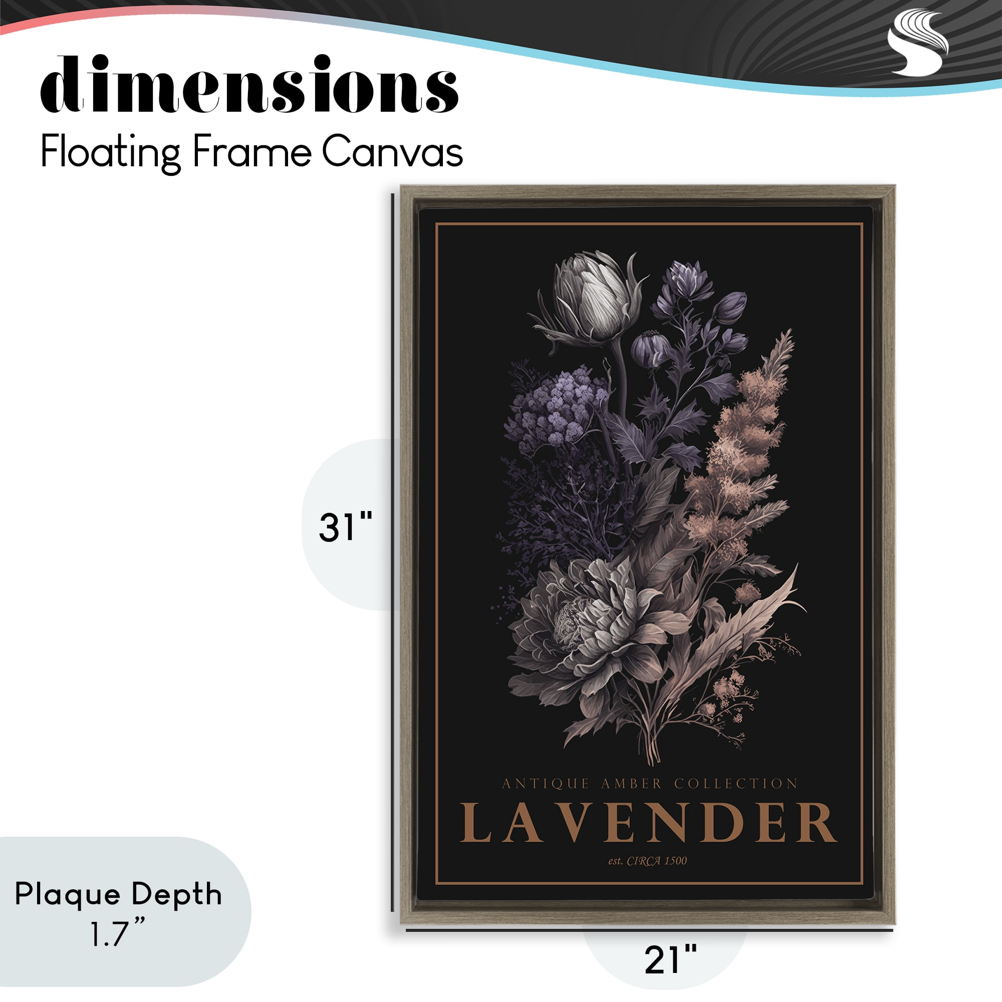 Stupell Industries Antique Lavender Light Brown Framed Floater Canvas Wall Art, design by Chris Giampietro