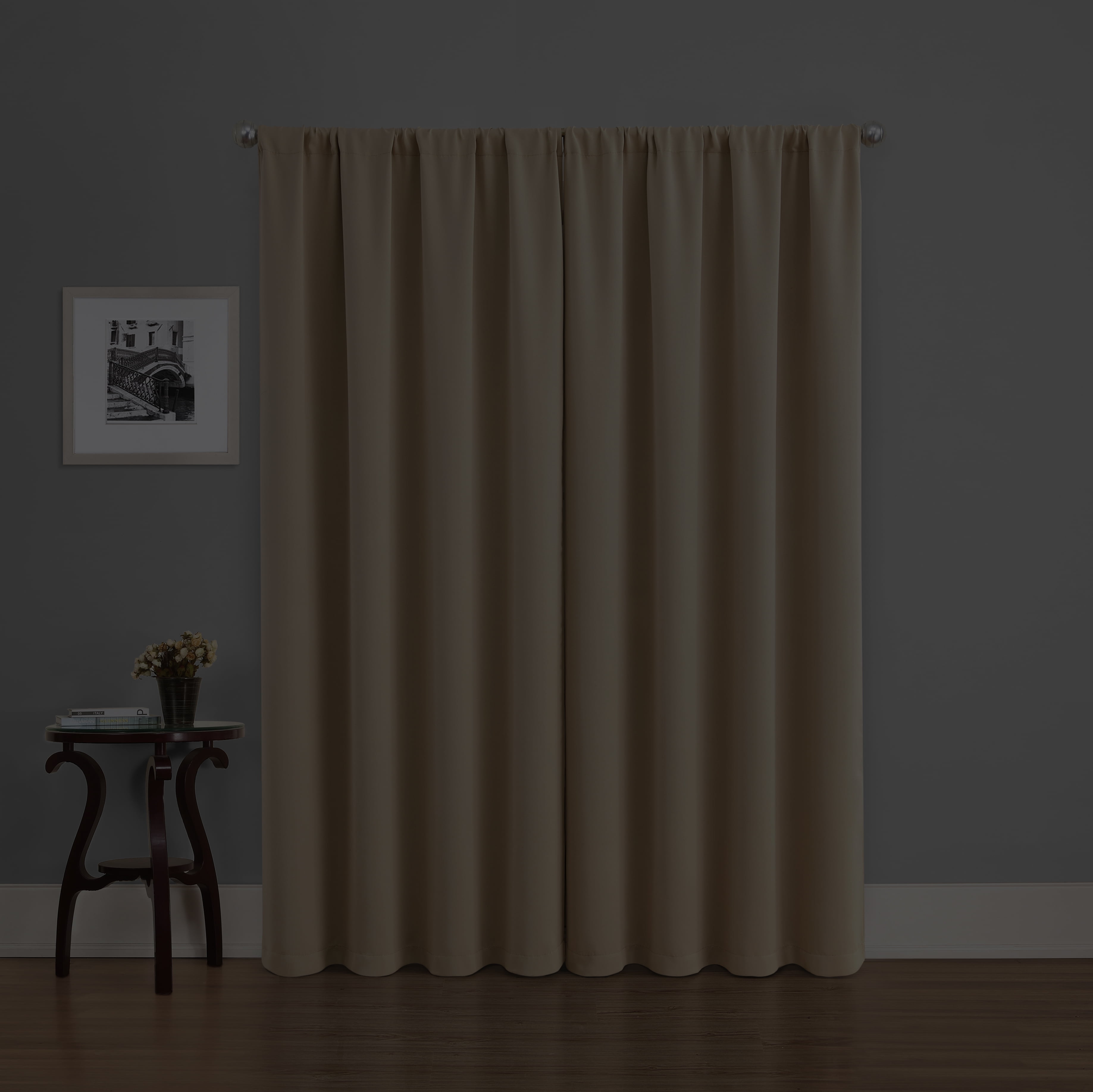 Eclipse Phoenix Solid Blackout Curtains, Set of 2, 84 Inch Long Blackout Curtains, 37"W x 84"L, Wheat