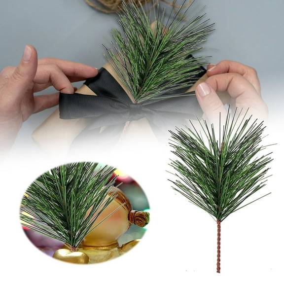 Artificial Pine Needles Branches Bulk Christmas Decorations, Green Pine Picks Stems for DIY Holiday Garland Wreath Tree Wedding Party Decor, Realistic Greenery Desktop Tabletop Display Ornament