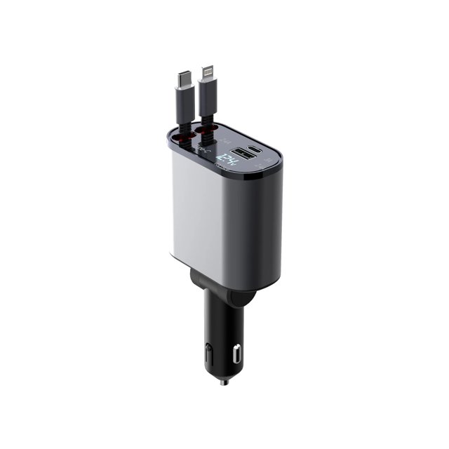 El cargador de automóvil admite carga súper rápida de 100 W, carga flash, línea telescópica, encendedor de cigarrillos cuatro en uno, carga de automóvil