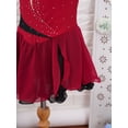 thumbnail image 6 of TiaoBug Kids Girls Sleeveless Figure Skating Dress Rhinestone Chiffon Ballet Leotard Ballerine Tutu Dress Burgundy 14, 6 of 7