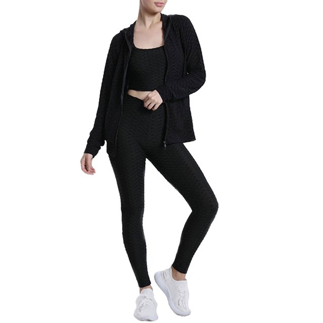 Gibobby Conjunto de pantalones de yoga Trajes de entrenamiento para mujeres Conjuntos de mallas de yoga de cintura alta con sujetador deportivo sin costuras d(Negro,G)