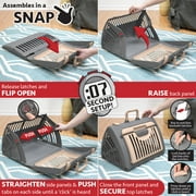 Sport Pet Designs Cat Carrier, Foldable Plastic, Medium, 25 lb Limit, Gray, 15.25 L x 18.5 W x 14.25 H