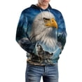 thumbnail image 3 of LAOLIUSN Men’s Wildlife All Over Print Hoodie, Bald Eagle Head & Wolf Pack Graphic, Nature Forest Mountain Design, 88% Polyester 12% Spandex,2XL, 3 of 7
