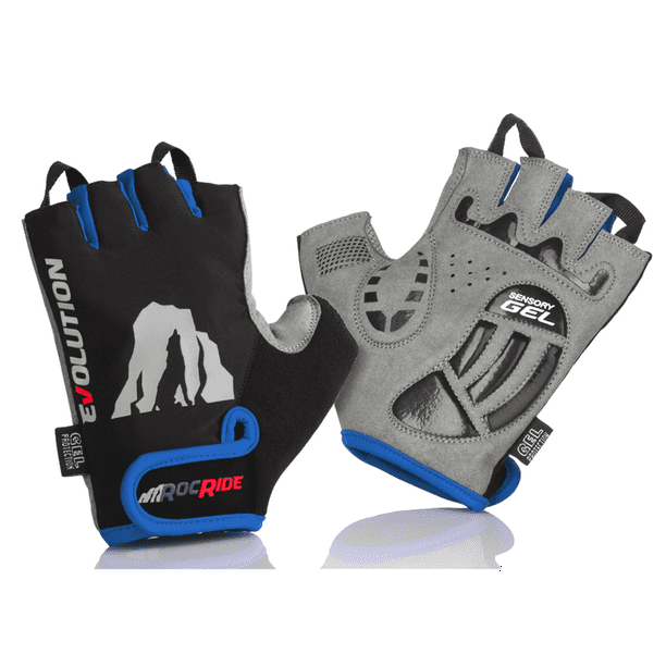 RocRide Mens Cycling Gloves Gel Padded Half Finger for Road and