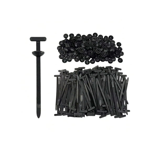 150Pcs Nylon Universal Cable Tie Buckle for Car, Automotive Zipper Clips, Heavy Duty Plastic Rivet T Zip Ties Style, Zippered Trim Clip Auto Parts, Button Ziptie Bumper Retainer Liner Fastener