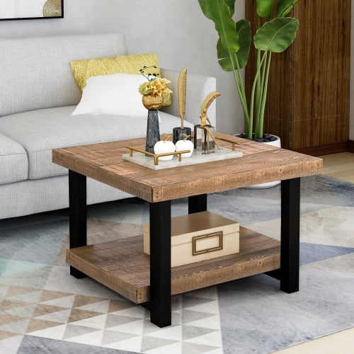 Hazel Tech Rustic Natural Coffee Table With Storage Shelf For Living Room Easy Assembly Hillside 22 X22 26 X26 Round Rectangle Com Hazel Tech Rustic Natural Coffee Table, Rustic Natural Round Coffee Table With Storage Shelf For Living Room