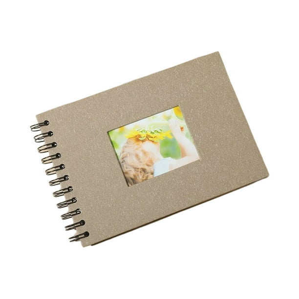 Sidaley Álbum de fotos en Horizontal A5, DIY hecha a mano, cartón negro, Kraft, libro de planificador de grafiti pintado a mano para la cartulina Marrón/con ventana