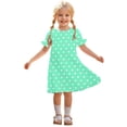 thumbnail image 1 of Zpanxa Robes d'Été pour Filles Décontractées à Manches Courtes Col Rond Imprimé Robe en Polyester Spandex Vert Menthe 6 Ans, 1 of 7