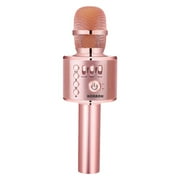 BONAOK Wireless Bluetooth Karaoke Microphone, Portable Handheld Mic Speaker Machine for Home Party Birthday All Smartphones (Q37 Champagne)