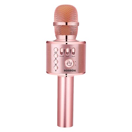 BONAOK Wireless Bluetooth Karaoke Microphone, Portable Handheld Mic Speaker Machine for Home Party Birthday All Smartphones (Q37 Champagne)