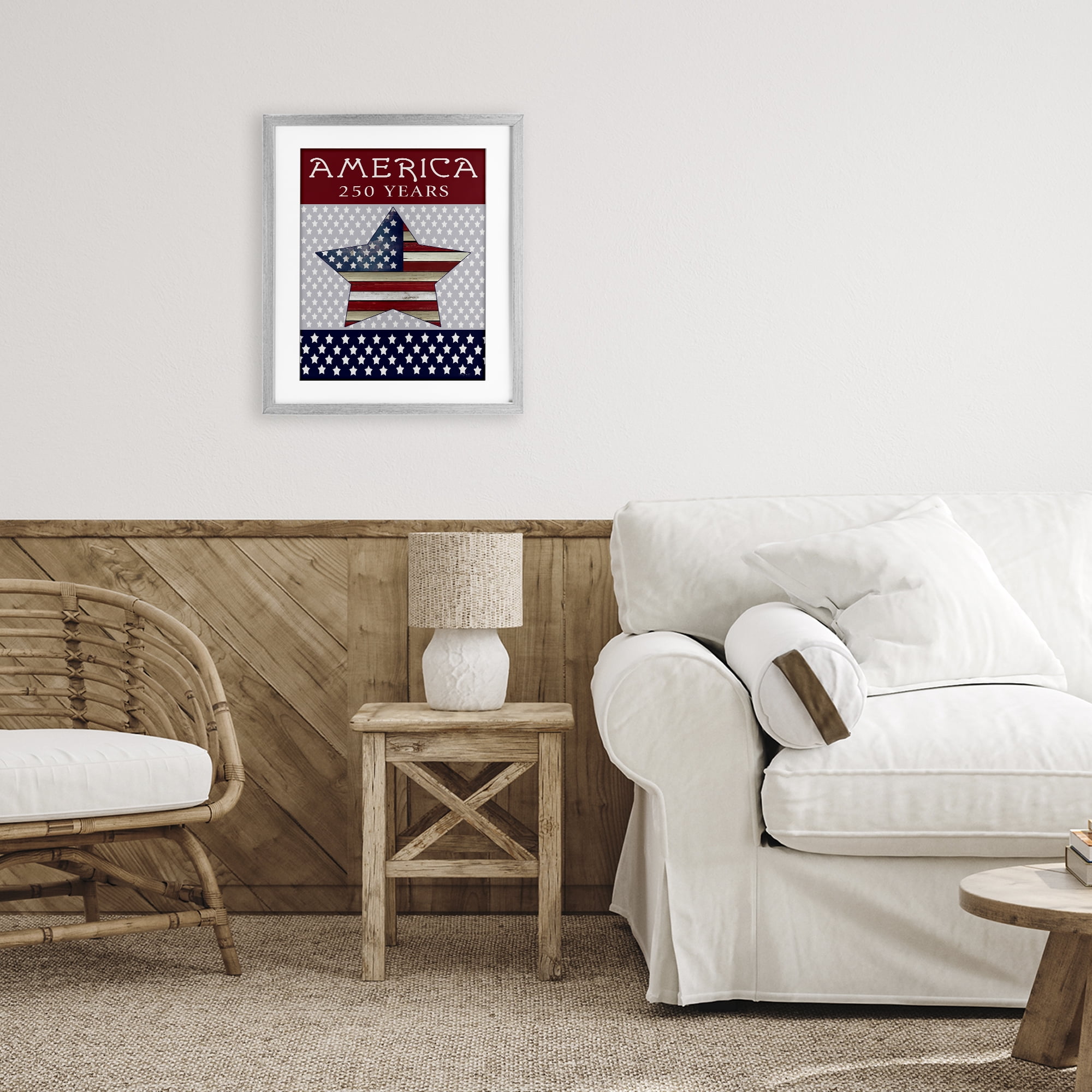 Stupell Industries Historic America 250 Years Gray Framed Print Under Glass, design by Cindy Jacobs