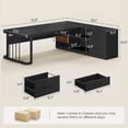thumbnail image 3 of 71" Executive Desk, L Shaped Computer Desk with Power Outlets, Corner Office Desk with 3 Drawers, Business Furniture Desk, Black, 3 of 8