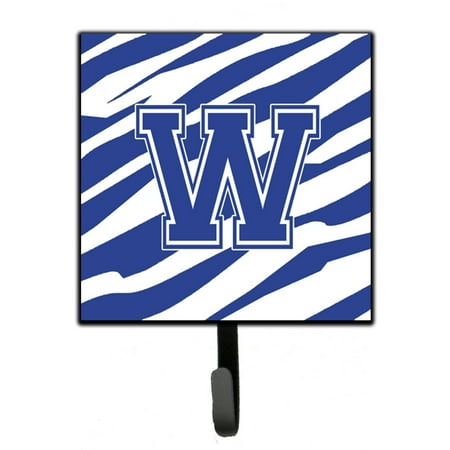 

Carolines Treasures CJ1034-WSH4 Letter W Initial Tiger Stripe Blue and White Leash or Key Holder 7Hx4.25W multicolor