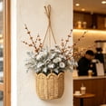 thumbnail image 6 of Woven Hanging Plant Basket, 7.9x15.7" Rattan Planter with Rope, Scalloped Edge Pot Holder for Indoor Outdoor Wall Mounted Plant Display and Home Decor, 6 of 7