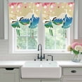 thumbnail image 4 of Teal Brown Mountain Balloon Curtains for Windows, Bedroom Curtains 54 Inch Length, Farmhouse Cherry Blossoms Cranes Tie Up Curtains Panels Thermal Insulated Bathroom Curtains Window 42"x54", 4 of 8