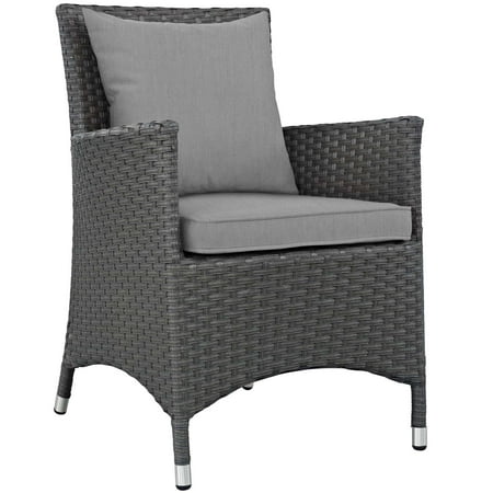 Balcony Dining Furniture Modern Contemporary Urban Design Outdoor Patio Balcony Garden Furniture Side Dining Chair Armchair, Sunbrella Rattan Wicker, Grey Gray ()