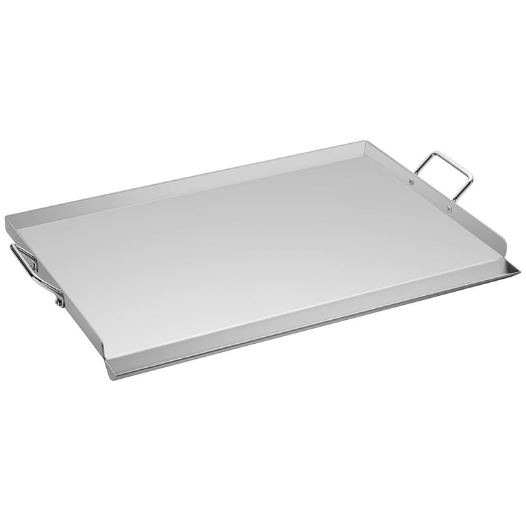 Bentism 23.5 inchx16 inch Flat Top Griddle Stainless Steel BBQ GAS Grill 2 Burners Silver, Size: 23.5 x 16