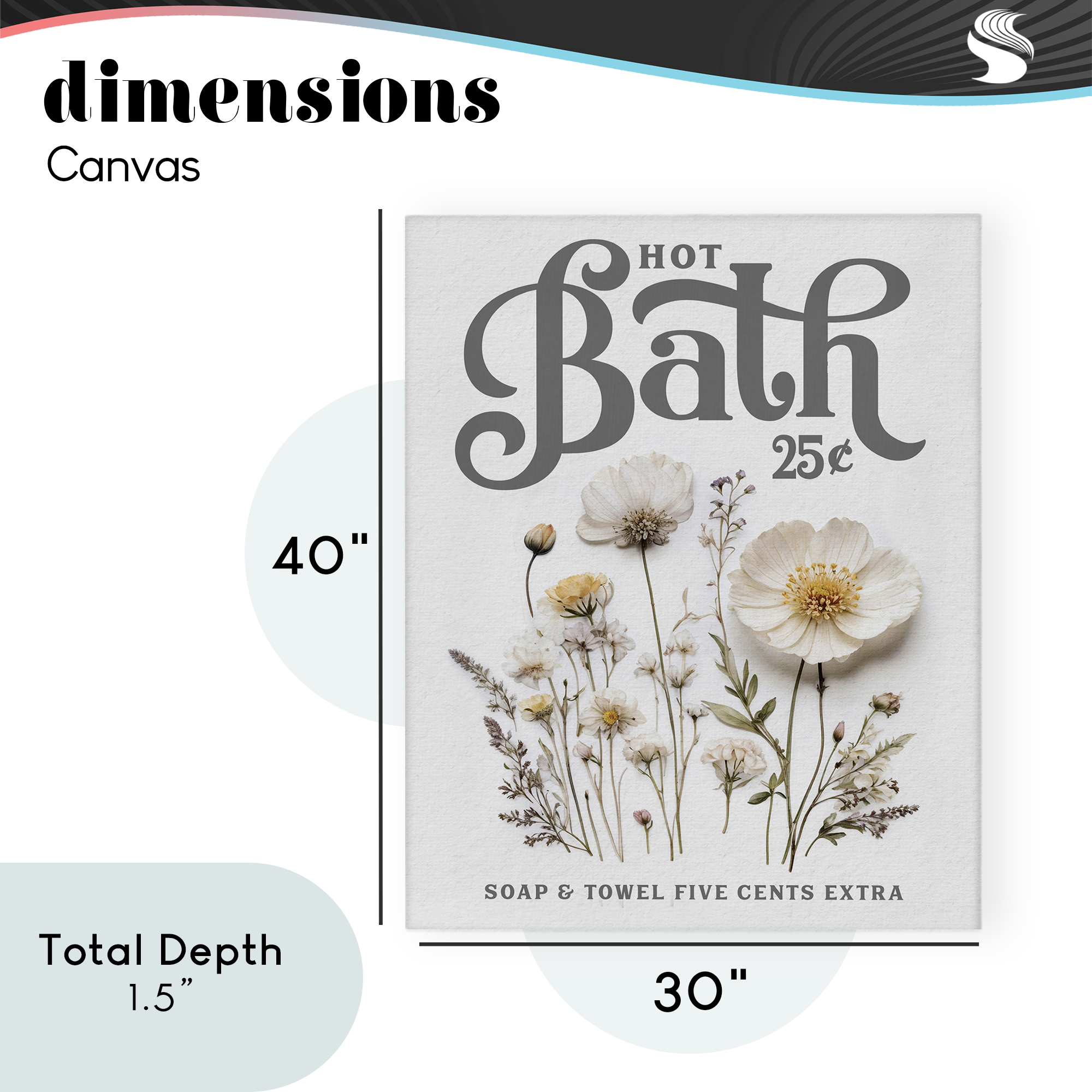 Pressed Flowers Hot Bath Canvas Wall Art, design by Lettered and Lined