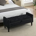 thumbnail image 4 of Velvet Storage Bench, Upholstered Bed Bench with Storage, End of Bed Ottoman with Wooden Legs,Bedside Storage Bench for Bedroom, Living Room, or Entryway, Black, 4 of 9