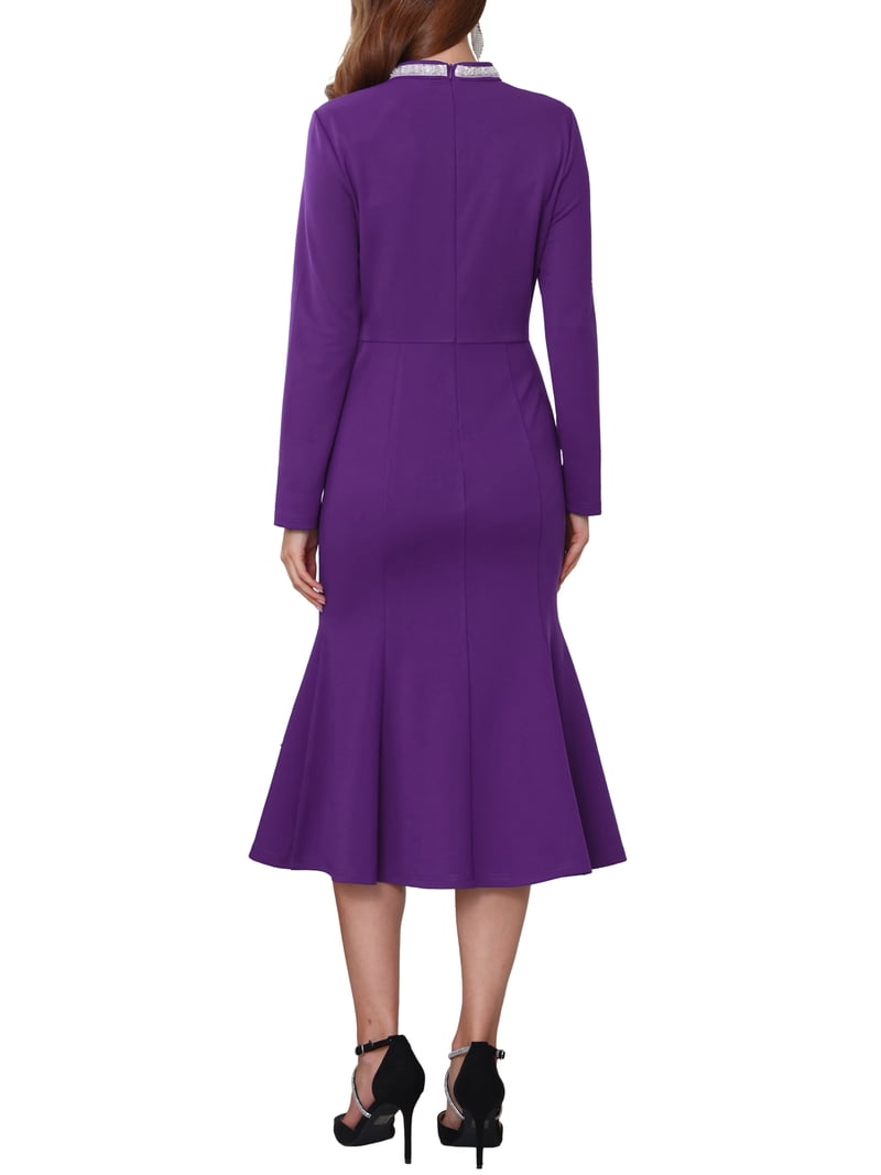 chinese dress ladies Plus Size Long Sleeve Cross Collar Slim Fit Fishtail Midi Dress – Extremely  Beautiful LLC main image 1