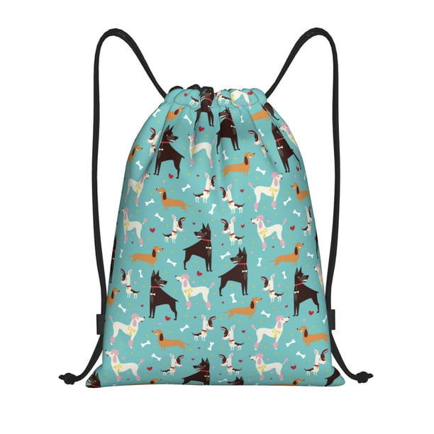 Fotbe Cute Dog Bolsa Mochila con Cordón Estampada, Bolsa de Gimnasio Deportiva, Bolsa Cinch, Bolsa con Cordón para Hombres y Mujeres-Medium
