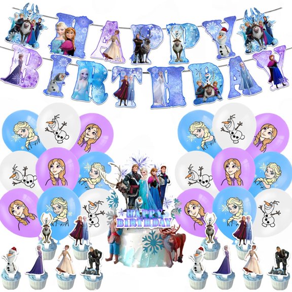 Princess Elsa Birthday Party Supplies,Cartoons Theme Party Decoration Set