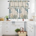 thumbnail image 3 of Ocean Life Kitchen Curtains Valances and Tiers Set of 3 Shell Conch Coral Starfish Vintage Linen Tier Curtains and Valance with Rod Pocket for Small Windows, 27.5"x36", 3 of 9