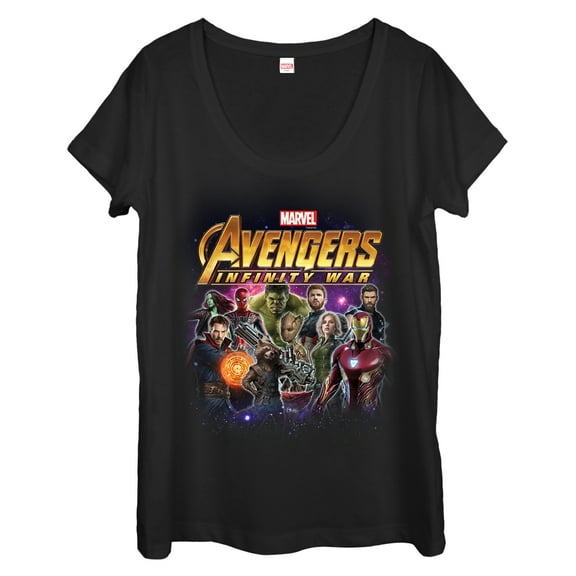 Women's Marvel Avengers: Infinity War Character Shot Scoop Neck Black Small