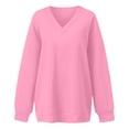 thumbnail image 5 of Liuinsasek V Neck Oversized Drop Soulder Sweatshirt for Women Solid Pullover Comfortable Top Fashion Casual Long Sleeve Winter clothes, 5 of 9