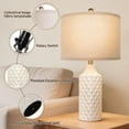 thumbnail image 4 of Tnuyoah 26'' Modern Bedside Lamp Set of 2 - Farmhouse Table Lamp for Living Room Bedroom, Tall Ceramic Lamp with Beige Linen Shades, House Warming Gifts End Table Lamps Gifts for Women Mom Beige, 4 of 9