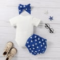 thumbnail image 4 of OAVQHLG3B 4th of July Baby Girl Outfits Independence Day Summer American Flag Bow Romper Three-piece Suit, 4 of 9